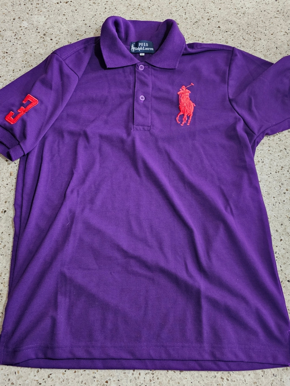 Purple Polo Shirt with Red Logo